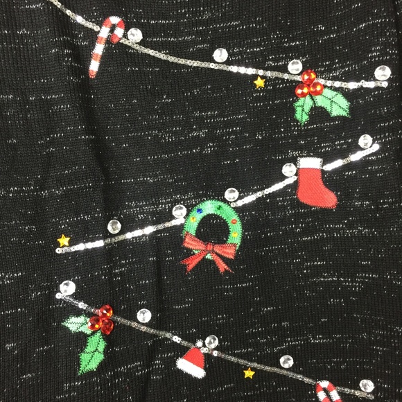 Karen Scott Holiday Deep Black Sweater NWT - Picture 3 of 5